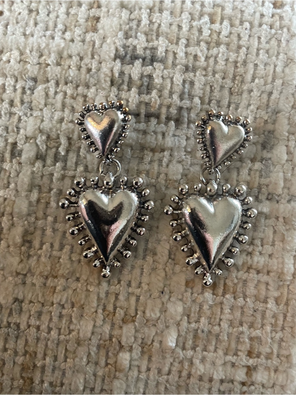 Silver Heart Drop Earrings - Women's Jewelry